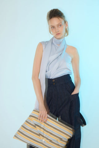 Baggy Wide Leg Cargo Jeans Navy Striped - Julia Allert