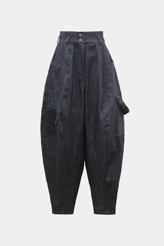 Baggy Wide Leg Cargo Jeans Navy Striped - Julia Allert
