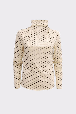 Basic Long Sleeve Top Polka Dot Beige - Julia Allert