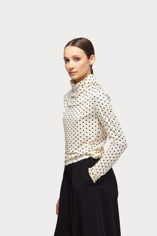 Basic Long Sleeve Top Polka Dot Beige - Julia Allert