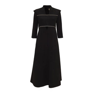 Black V-Neck Longsleeve Midi Dress