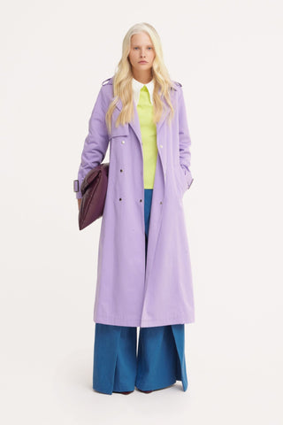 Belted Classic Longline Trench Coat – Lilac - Julia Allert