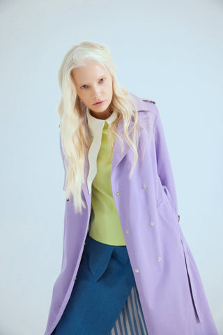 Belted Classic Longline Trench Coat – Lilac - Julia Allert