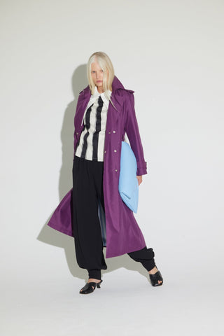 Belted Classic Longline Trench Coat - Purple - Julia Allert