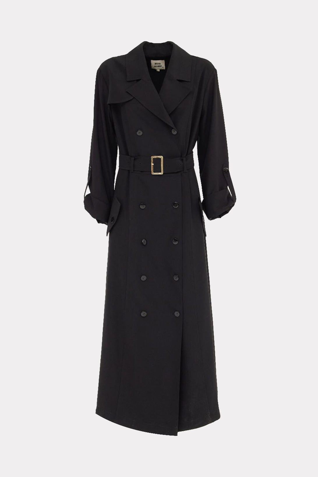 Belted Double-Breasted Trench Dress Black M Belted Double-Breasted Trench Dress Black M