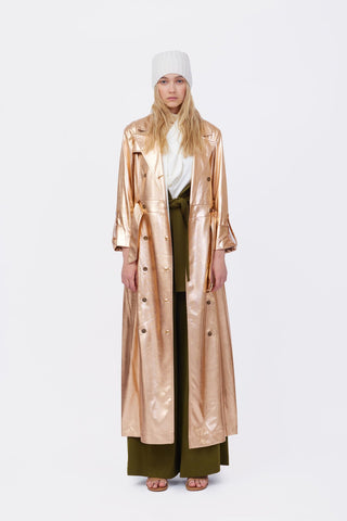 Belted Double-Breasted Trench Dress Jersey Bronze - Julia Allert