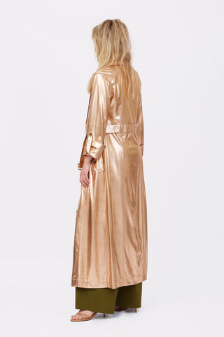 Belted Double-Breasted Trench Dress Jersey Bronze - Julia Allert