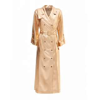 Belted Double-Breasted Trench Dress Jersey Bronze