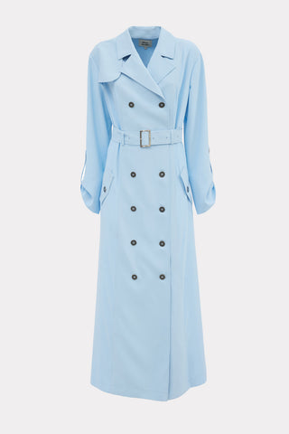 Belted Double-Breasted Trench Dress Light Blue
