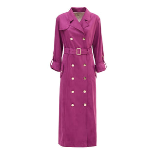 Belted Double-Breasted Trench Suede Pink