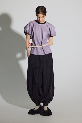 Belted High-Waist Balloon-Leg Pants - Black - Julia Allert
