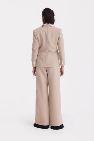 Belted High Waist Wide Leg Pants – Beige - Julia Allert