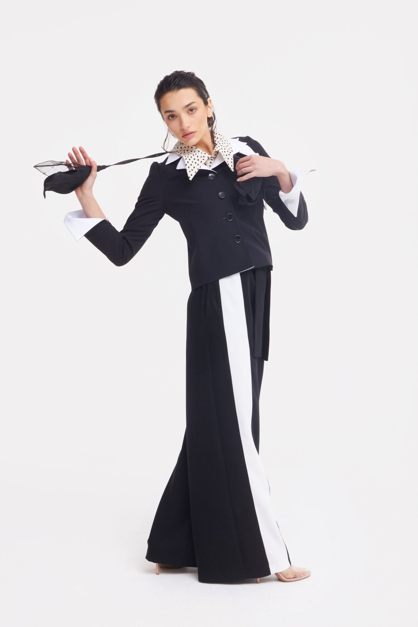 Belted High Waist Wide Leg Pants – Black