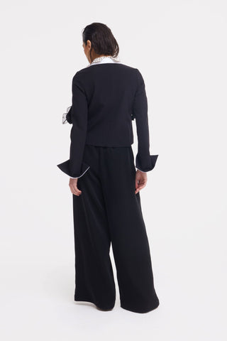 Belted High Waist Wide Leg Pants – Black - Julia Allert
