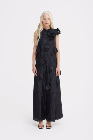 Black A-Line Flower Maxi Dress – Couture Gown