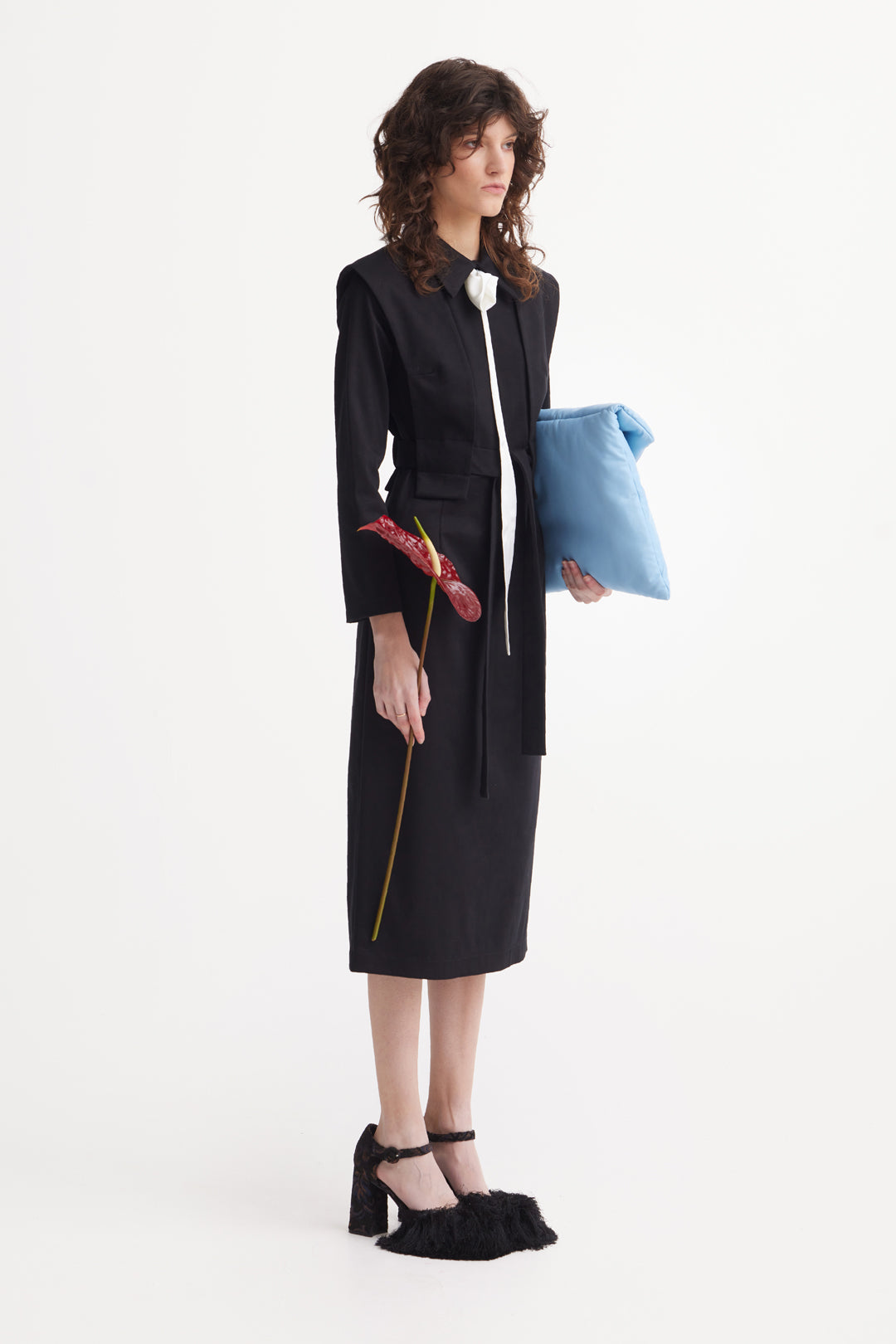 black fitted midi dress Black Fashion Fitted Midi Dress M