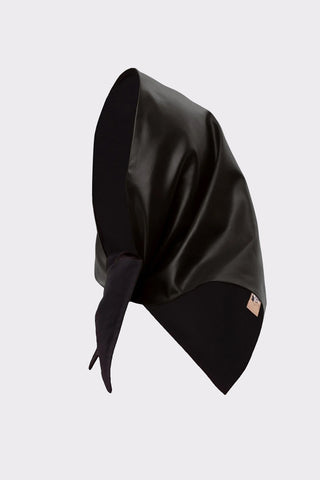 Black Faux Leather Shawl Scarf
