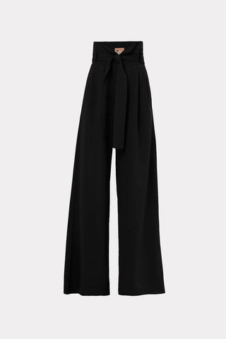 Black High Waist Long Wide Leg Trousers - Julia Allert