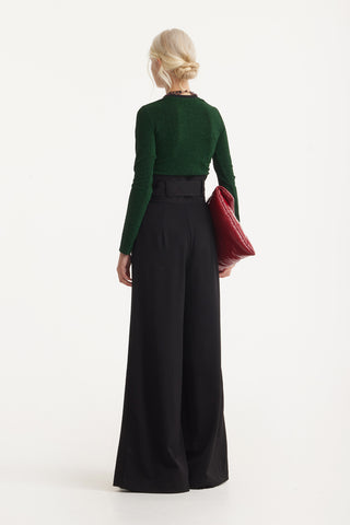 Black High Waist Long Wide Leg Trousers