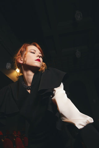 Black Occasion Midi Dress With Ruffled Sleeves - Julia Allert