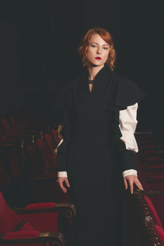Black Occasion Midi Dress With Ruffled Sleeves - Julia Allert