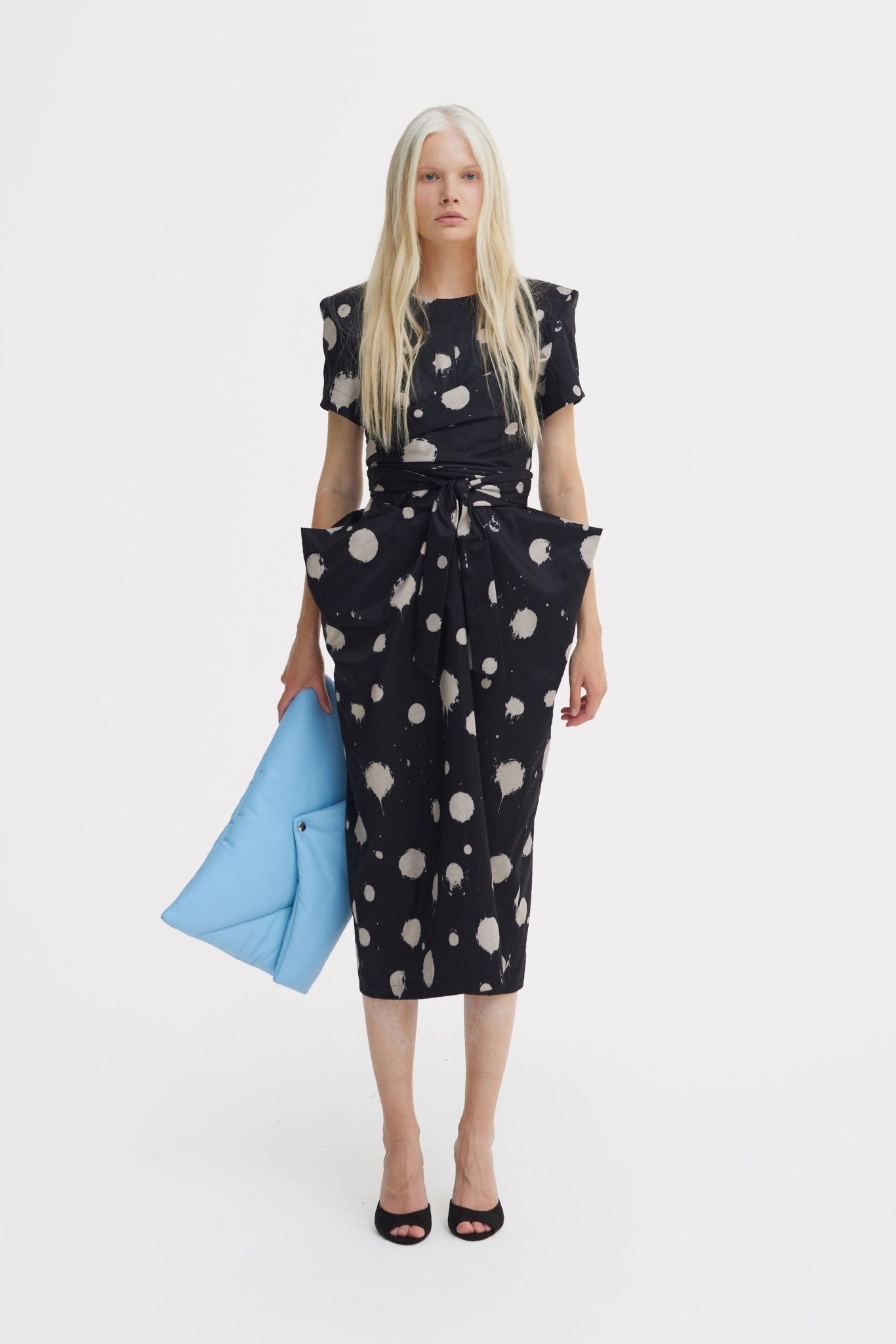 Black Polka Dot Midi Dress With Belt – Capsule Edition
