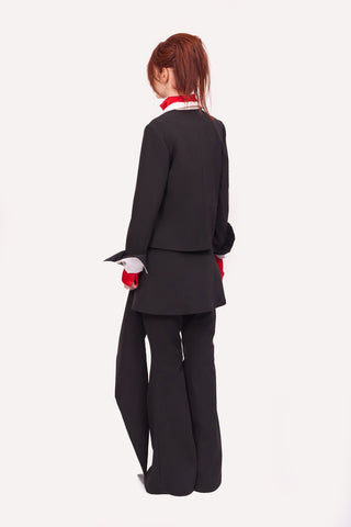 Black Tailored Cropped Blazer With White Collar - Julia Allert