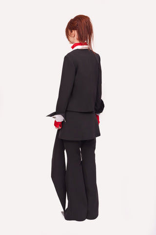 Black Tailored Cropped Blazer With White Collar