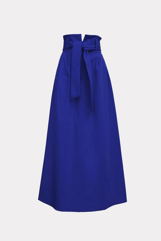 Blue High Waist A-Line Long Skirt With Belt - Julia Allert