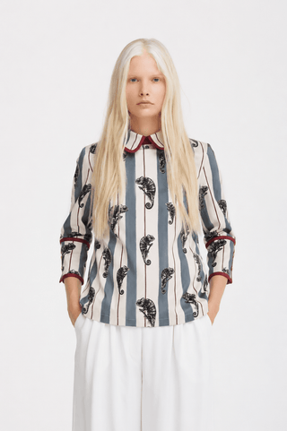 Blue Striped Chameleon Blouse With Cuffs - Capsule Edition - Julia Allert