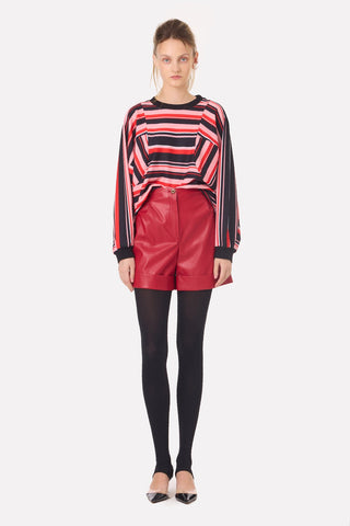 Bold Striped Top With Voluminous Sleeves Black Red - Julia Allert