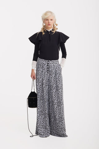 Button Front Palazzo Trousers - Animal Print - Julia Allert