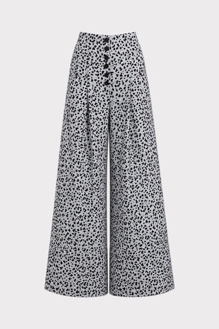 Button Front Palazzo Trousers - Animal Print - Julia Allert