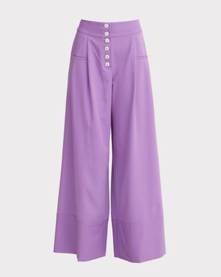 Button Front Palazzo Trousers – Lilac - Julia Allert