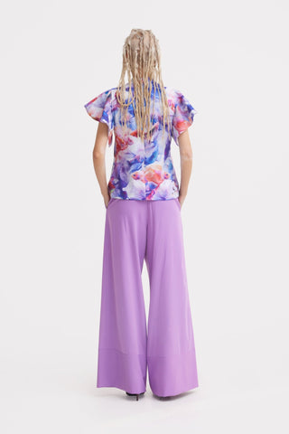 Button Front Palazzo Trousers – Lilac - Julia Allert
