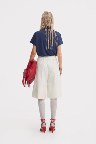 Button Front Wide Leg Bermuda Shorts – Ivory - Julia Allert