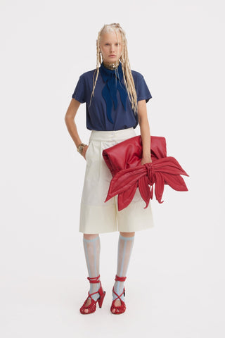 Button Front Wide Leg Bermuda Shorts – Ivory - Julia Allert