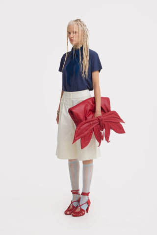 Button Front Wide Leg Bermuda Shorts – Ivory - Julia Allert