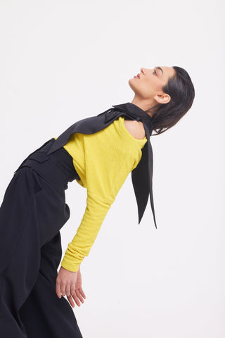 Buttoned Corset-Waist Black Tailored Trousers - Julia Allert