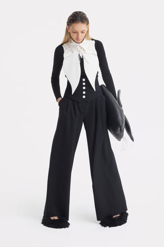 Oversized Satin Bib Collar - Ivory