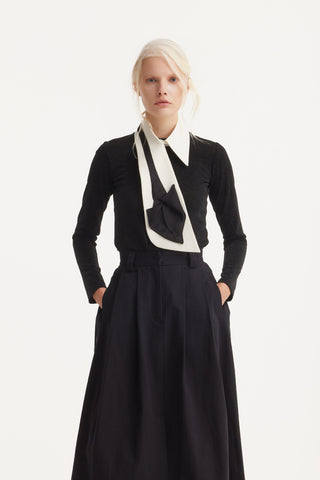 Detachable Shirt Collar With Sculptural Tie White