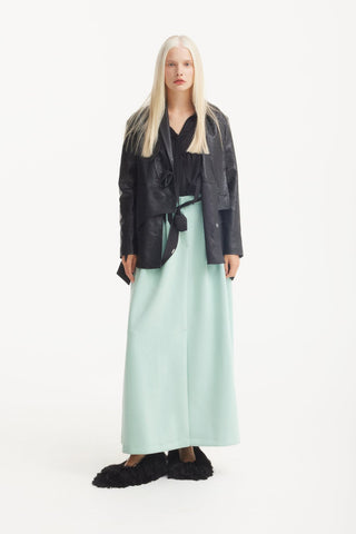 Casual Chic Front Slit Suede Skirt - Mint - Julia Allert
