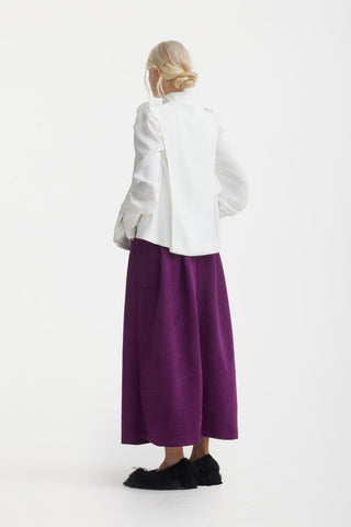 Casual Chic Front-Slit Suede Skirt with Belt – Deep Violet - Julia Allert