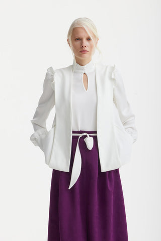 Casual Chic Front-Slit Suede Skirt with Belt – Deep Violet - Julia Allert