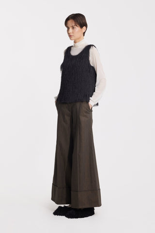 Casual High-Rise Flared Denim Pants Brown - Julia Allert