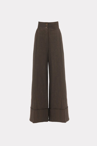 Casual High-Rise Flared Denim Pants Brown - Julia Allert