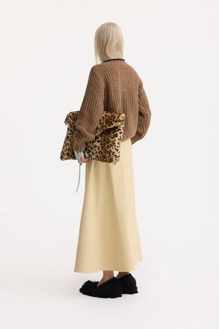 Casual High-Waisted A-Line Skirt With Belt Beige - Julia Allert