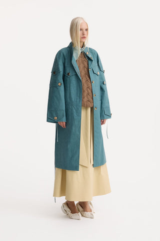 Casual High-Waisted A-Line Skirt With Belt Beige - Julia Allert