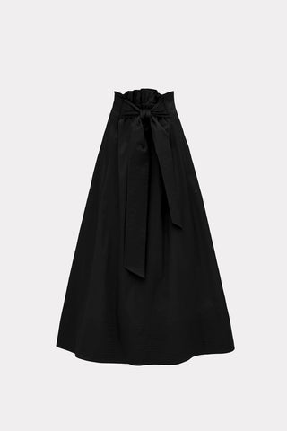 Casual High-Waisted A-Line Skirt With Belt Black - Julia Allert