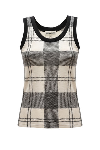Checkered Knit Tank Top Black-White